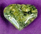Prehnite w/Black Tourmaline & Vugs Crystal Puffy Heart 💚✨🤩🖤