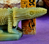 Caribbean Calcite Crystal Hand Carved Basilisks Lizard