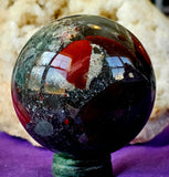 Bloodstone w/Pyrite Inclusions Crystal Sphere ✨🔮⚜️🩶🖤❤️🩸