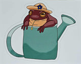 LG. Brown Country Frog in Watering Can Sticker 🌿🐸🌊