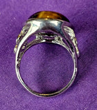 Silver Tiger's Eye Crystal Ring 💍🐯🐅⚜️