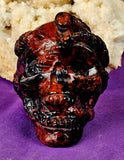 LG. Mahogany Obsidian Crystal Skull w/Snakes💀🖤🐍❤️🤯🤩