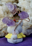 Kitty Holding Dumpling w/Wire Wrapped Amethyst Crystal Tree 🐈🧧🥟🌳💜