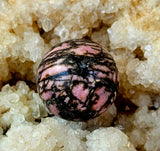 Mini Rhodonite Crystal Sphere ✨ 🩷🖤😍🔮