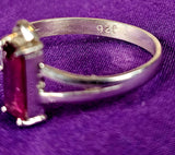 925 Sterling Silver Ring with Rectangular Pink Tourmaline & Round White Sapphire Gemstones ✨🤍🩷💍