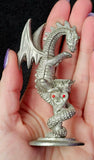 Vintage Antique Pewter Dragon Figurine w/Missing Crystal Ball 🔮✨🐲🐉🩶