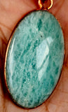 Oval Amazonite Crystal Necklace in Copper Pendant ✨📿💙🌊