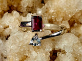 Unique 925 Sterling Silver Ring w/Garnet & Aquamarine Gemstones 💎✨🌬️💍🌊