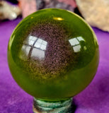 Peridot Olive Green Cats Eye Crystal Sphere 💚🔮✨🫒