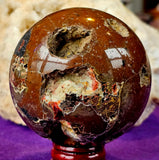 ✨RARE✨ Partially Raw/Polished Fire Agate Crystal Sphere 🔮🤩🤯🥵🌹🔥