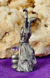 Vintage Antique Pewter Wizard Figurine w/Crystal Ball 🔮✨🩶🧙‍♂️🧙‍♀️