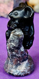 Black Obsidian & Yooperlite Crystal Koala Mother & Baby Stone Figurine Statue 🖤🐨✨🎍