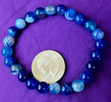 Blue Dyed Agate Crystal Stretch Bracelet 📿✨💙🔵