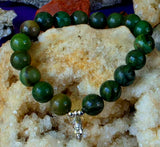 Handcrafted Nephrite Jade w/925 SS Buddha Charm Crystal Stretch Bracelet 🕉️📿✨💚