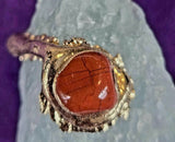 Raw Green Fluorite w/Red Jasper Gold Wrapped Necklace ✨❤️📿💚