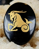 Black Obsidian Gold Etched Zodiac Palmstone ✨🖤⚜️⚖️♈♏♎