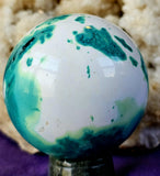 Dyed Snow Agate Crystal Sphere 💚🔮🌨️✨🤍