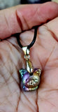 Rainbow Titanium Bismuth Crystal Kitty Cat Necklace ✨🐾🐈📿🌈