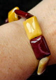 Rectangular Shaped Mookaite Jasper Crystal Stretch Bracelet 📿✨❤️🧡💛💜