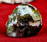 Moss Agate Crystal Skull Carving 💀🌿💚