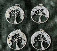 Rose Quartz Tree of Life Silver Wire Wrapped Crystal Pendant
