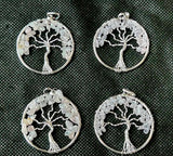 Rose Quartz Tree of Life Silver Wire Wrapped Crystal Pendant