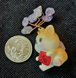 Queen Kitty Holding Heart w/Wire Wrapped Amethyst Crystal Tree 👑🐈✨❤️🌳💜