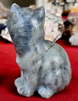 XL Labradorite Crystal Cat Statue 🐾✨🐈