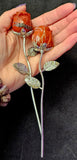 Red Jasper Crystal Rose w/Silver Metal Stem🌹✨💎❤️