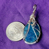 Dyed Blue Crackle Quartz Silver Wire Wrapped Necklace 📿✨🌊💠🔵