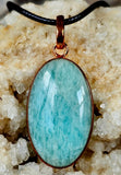 Oval Amazonite Crystal Necklace in Copper Pendant ✨📿💙🌊