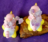 Sleepy Unicorn on Yellow Cloud w/Wire Wrapped Amethyst Crystal Tree Figuring 💛☁️💤🦄🩷