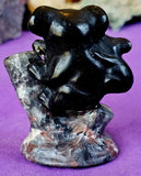 Black Obsidian & Yooperlite Crystal Koala Mother & Baby Stone Figurine Statue 🖤🐨✨🎍
