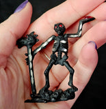 Vintage Antique Pewter Black Skeleton Dragon Staff Figurine 💀🪾🧙‍♂️🖤🩸