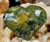 Prehnite w/Black Tourmaline & Vugs Crystal Puffy Heart 💚✨🤩🖤