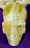 LG. Yellow Banded Fluorite Crystal Skull ☠️💀🟡💛