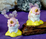 Sleepy Unicorn on Yellow Cloud w/Wire Wrapped Amethyst Crystal Tree Figuring 💛☁️💤🦄🩷