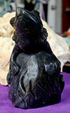 LG. Rainbow Flash Labradorite Crystal Lizard Basking on Rock Carving #2 🦎🩶🌈🪨✨🤩