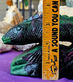 XL Zoisite & Ruby Crystal Lizard on Rock Carving 💚🦎✨🤯🩷🪨