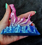 3D Printed Rainbow Water Dragon Sculpture 🐲🐉🩷🌊✨🩵