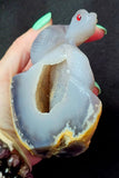 XL Blue Agate Druzy Crystal Snake on Rock Carving ✨🤩🤯🐍💎💥