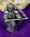 Vintage Antique Pewter Grim Reaper w/Gem Accents ✨⚰️💀☠️🔮💎