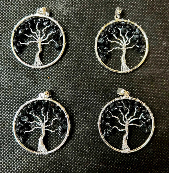 Shugnite Tree of Life Silver Wire Wrapped Crystal Pendant
