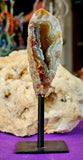 Malawi Nagbu Agate Crystal Geode Half on Black Metal Display Stand 😍🤯🤩🪨✨🖤