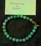 Handcrafted Green Aventurine Crystal w/Copper Hummingbird Accent Stretch Bracelet 🐦📿✨💚