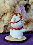 Happy Kitty Holding Scroll w/Wire Wrapped Amethyst Crystal Tree 💜🌳📜😸🪙🧧🐈
