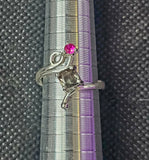 925 Sterling Silver Ring w/Princess Cut Smokey Quartz & Round Pink Tourmaline Gemstones 💍✨🩷🌬️🎐