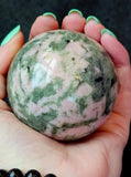 American Rhodonite aka Pink Opal & Green Tourmaline Crystal Sphere 💚✨😍🤯🔮🩷