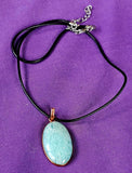 Oval Amazonite Crystal Necklace in Copper Pendant ✨📿💙🌊