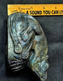 LG. Rainbow Flash Labradorite Crystal Lizard Basking on Rock Carving #1 🦎🩶🌈🪨✨🤩